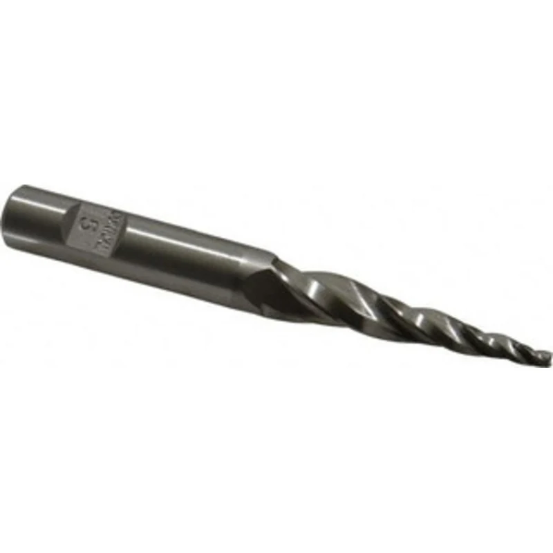 Made in USA 5 per Side 3/32 Small End Diam 1-1/2 LOC 3-Flute High Speed Steel Tapered Square End Mill Uncoated, 3/8 S...
